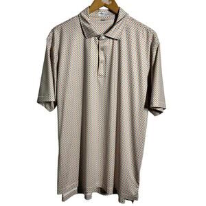 Peter Millar Summer Comfort Shirt Men L White OOO Print Golf Sport Active Polo